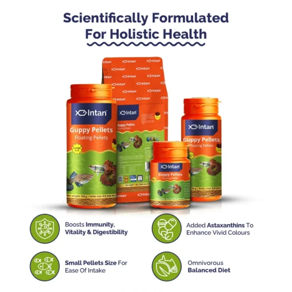 Intan Fish Food - Guppy Pellets 🐠 Player Choice For Fish Like Guppies & Small Surface Eating Fish 155g